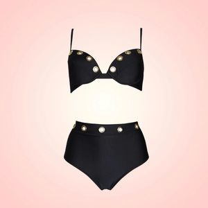 Mon A Mer black ring high waisted 2 pc bikini (Sz S)